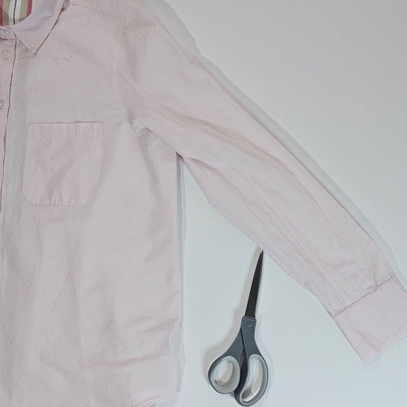 Athleta Shirt Womens Medium Light Pink Button Down Casual Long Sleeve Stripe - Picture 7 of 9